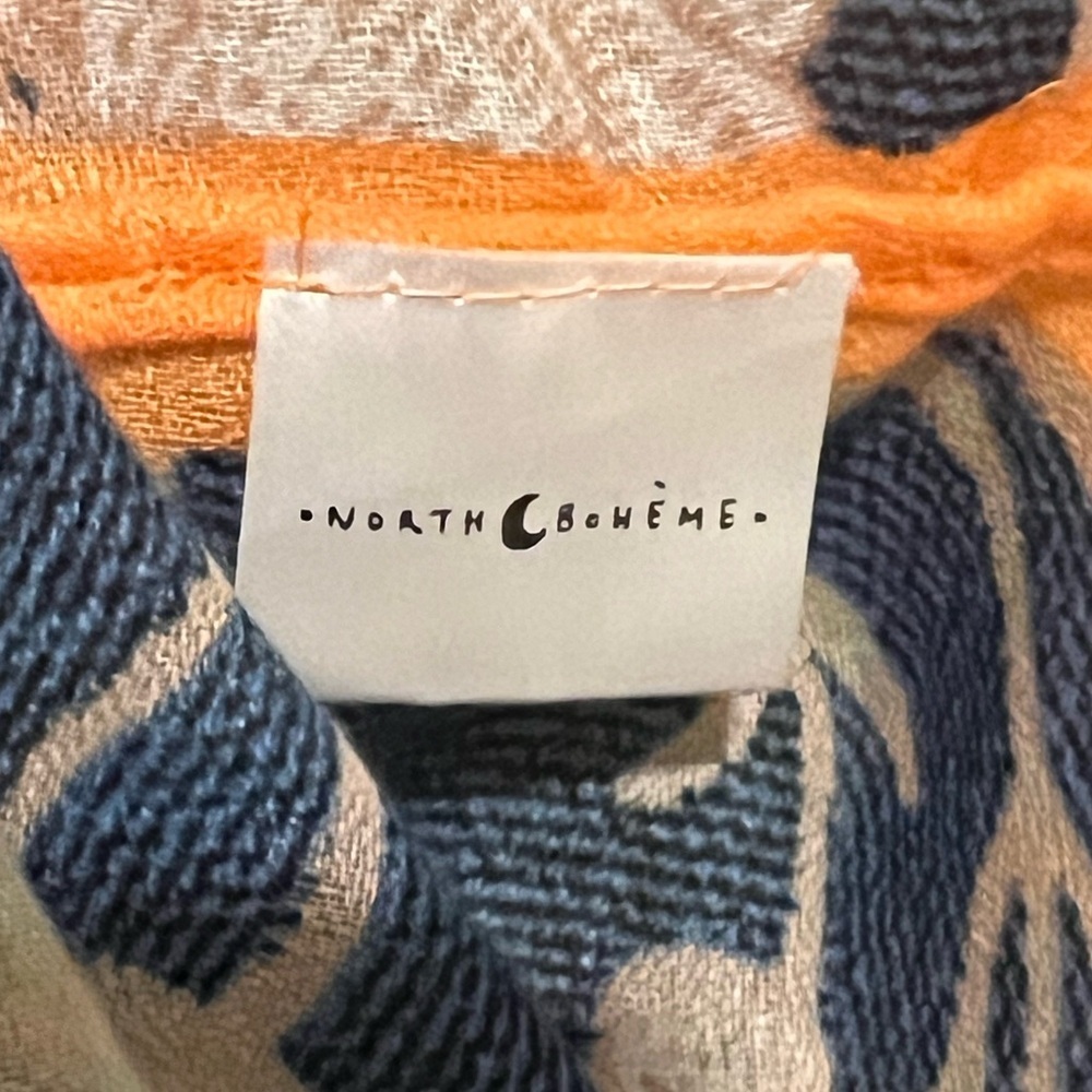 North Bohème Floral Kimono Blue Orange Boho Duster Wrap One Size - Picture 5 of 5